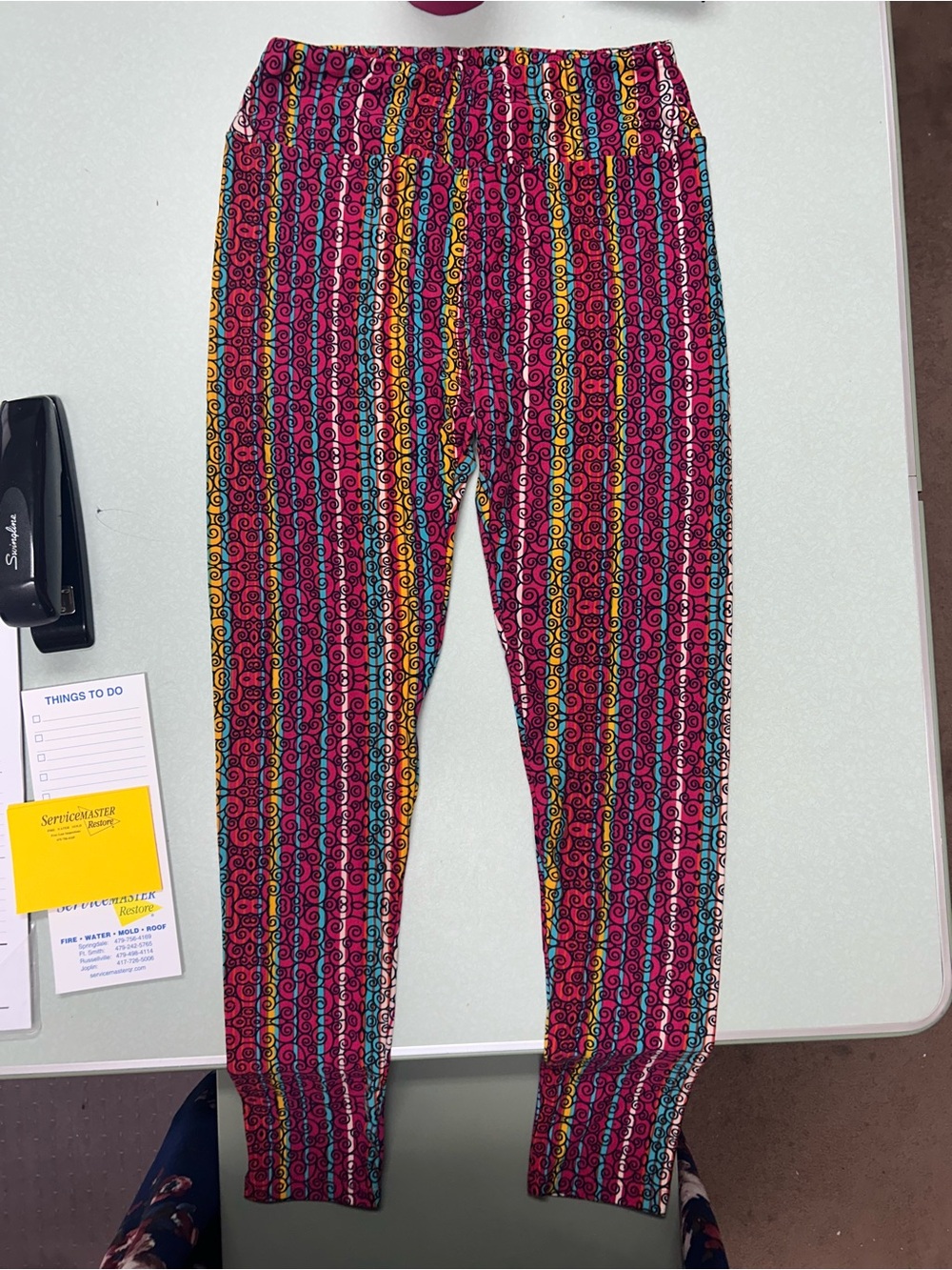 LuLaRoe Multicolor Spiral Stripe Leggings in Pink, Yellow, Teal, Black
